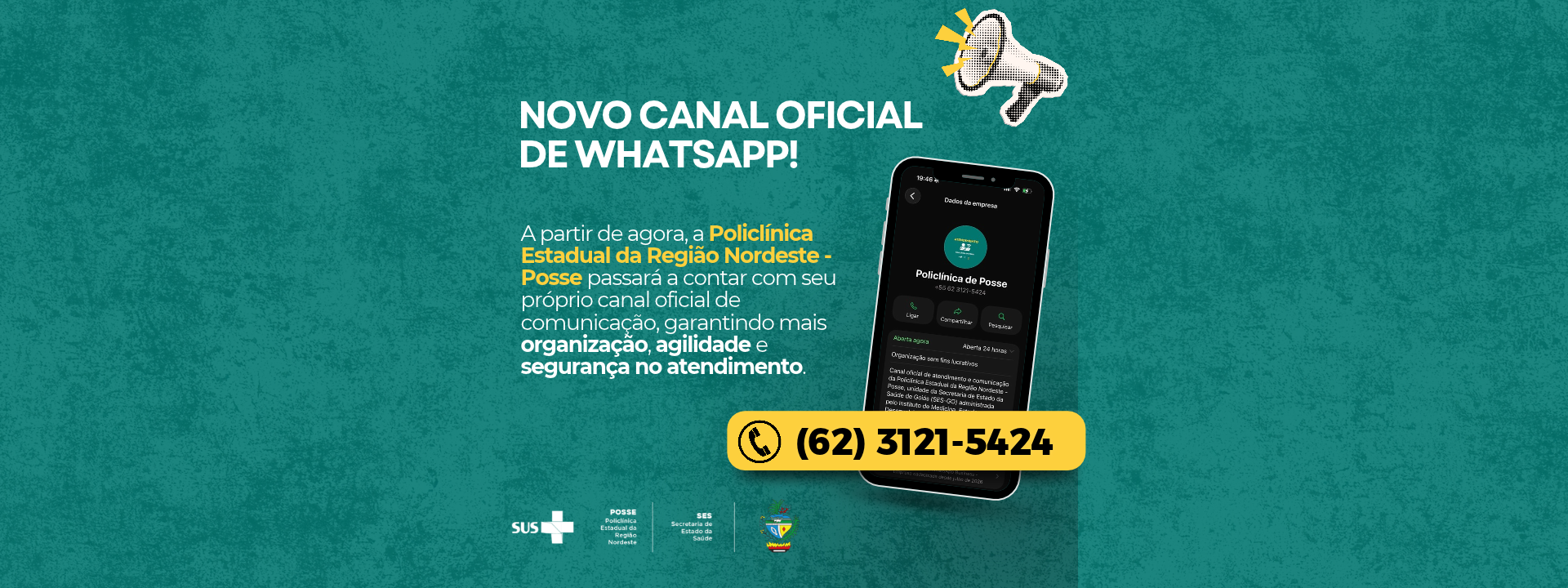 Basta enviar uma mensagem para o novo número e salvar o contato para ficar ainda mais perto do Policlínica de Posse.